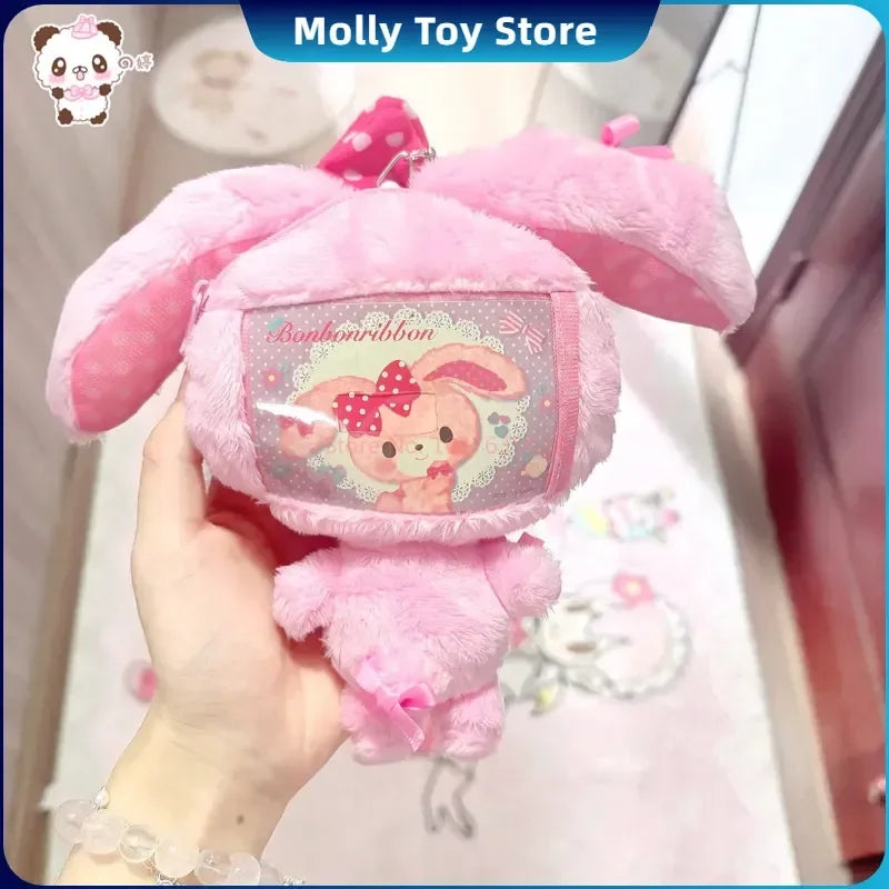 Kawaii Sanrio Sugarbunnies Plush Zero Wallet Mini Stretchable Storage Bag Card Pen Storage Bag For Kids Schoolbag Pendant Bag