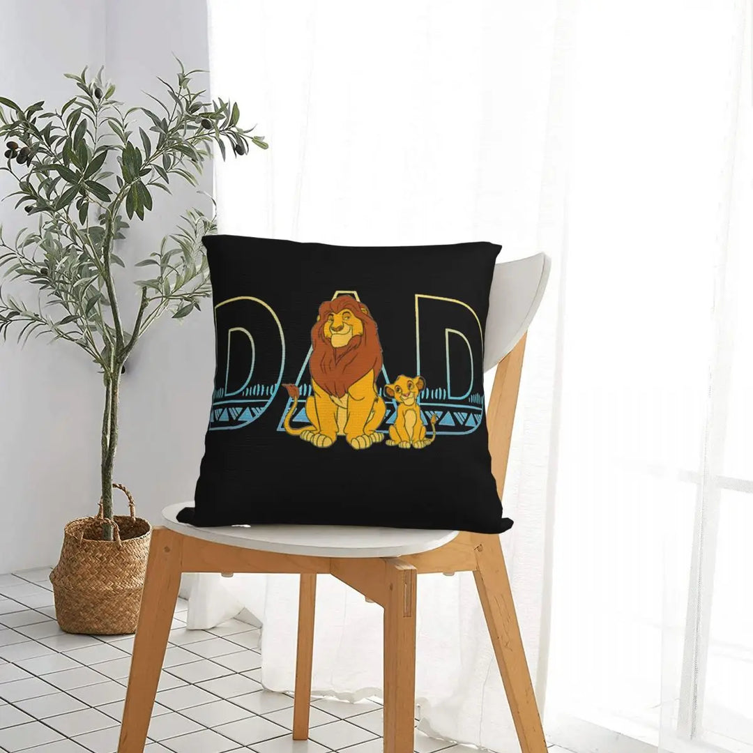 The Lion King Simba Mufasa Dad Pillowcase Polyester Cushion Cover Decorative Pillow Case Cover Home Square 45X45cm
