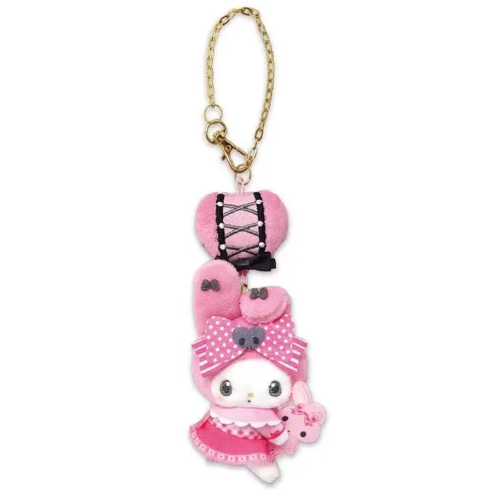 Sanrio Kuromi My Melody Plush Toys Kawaii Keychain Cartoon Decorative Stuffed Doll Backpack Pendant Creative Girl Birthday Gift