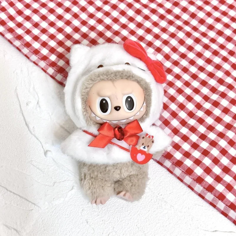 15cm kawaii Sanrio Plush Doll'S Clothes Cape Skirt Suit Cloak Set Accessories for labubu Outfit Clothing Kuromi Hat Accessory