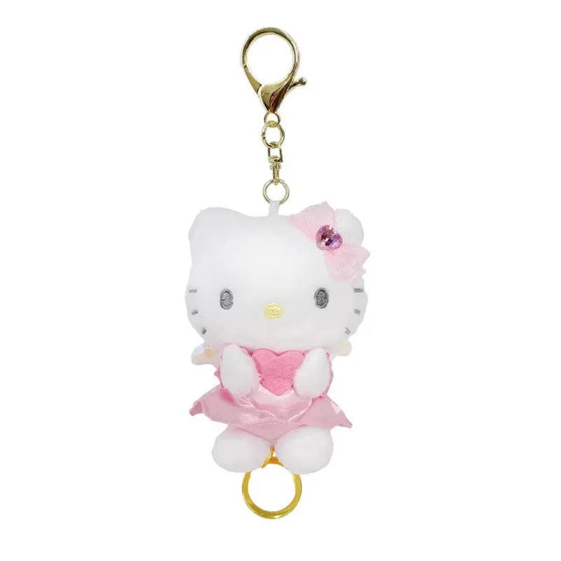 Kawaii  Sanrio Hello Kitty nic Angel Nurse Plush Toy Telescopic Keychain Backpack Pendant Accessories Girls Festival Theme Gifts