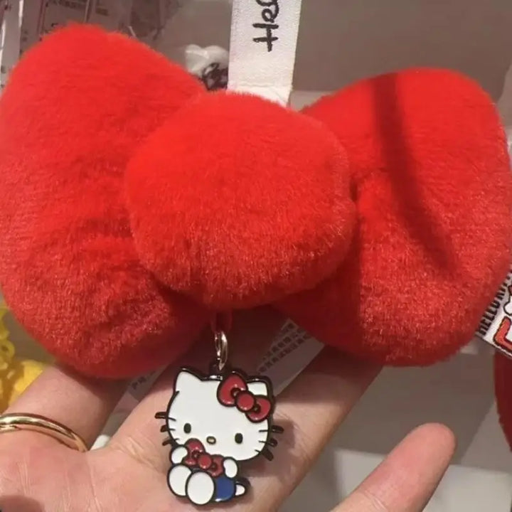 Kawaii Sanrio Hello Kitty 50Th Anniversary Bow Keychain Cartoon Plush Toys Backpack Pendant Peripheral Friends Birthday Gifts