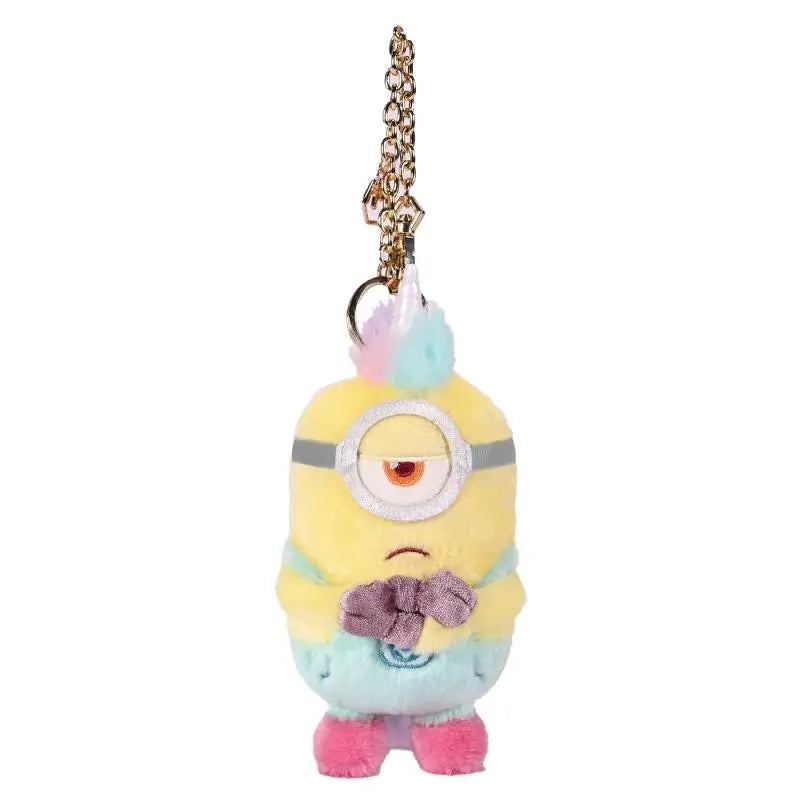 Kawaii Minions Stewart Plush Toys Keychain Cartoon Tim Bear Soft Stuffed Doll Backpack Pendant Girl Boy Birthday Creative Gifts