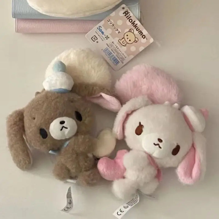 NEW Sugarbunnies Mascot Plush Keychain Shirousa Kurousa With Heart Cute Keychains Chain Keyring Keyholder Bag Pendant Toy Doll