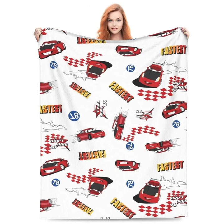 Life Is A Highway Lightning McQueen Flannel Blankets Cars Funny Throw Blankets for Bed Sofa Couch 200x150cm Rug Piece