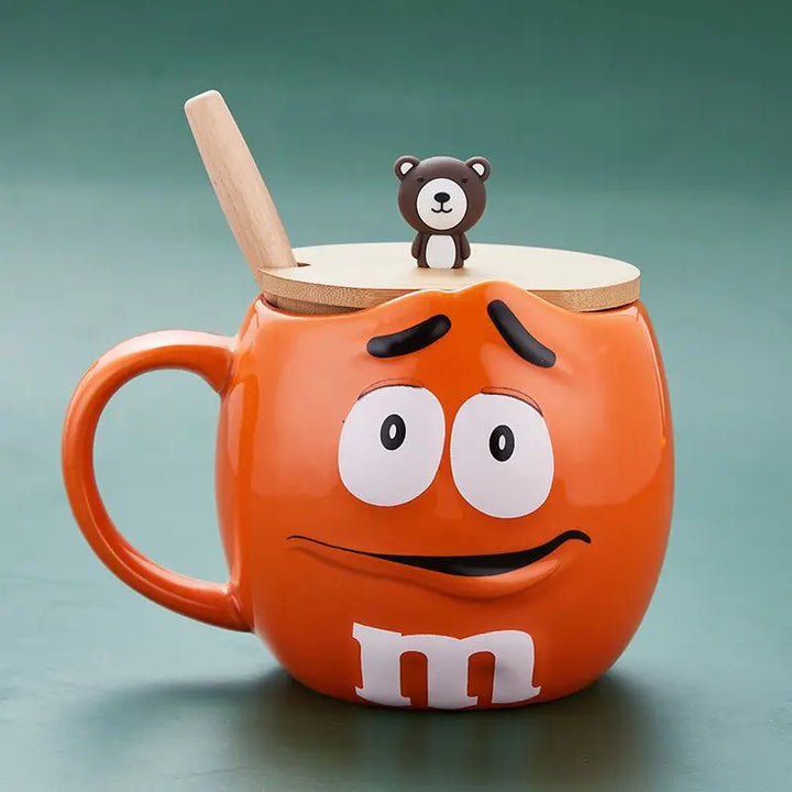 New Hot Chocolate M Beans Ceramics 680ml Mark Water Cup High-Capacity Family Set Table Supplies Funny Facial Expression Cup Gift