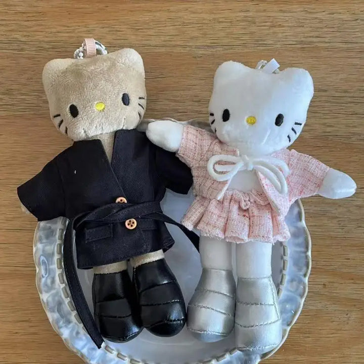Kawaii Sanrio Black Skin Hello Kitty Plush Toys Keychain Backpack Pendant Keychain Decoration Couple Birthday Gift Peripherals