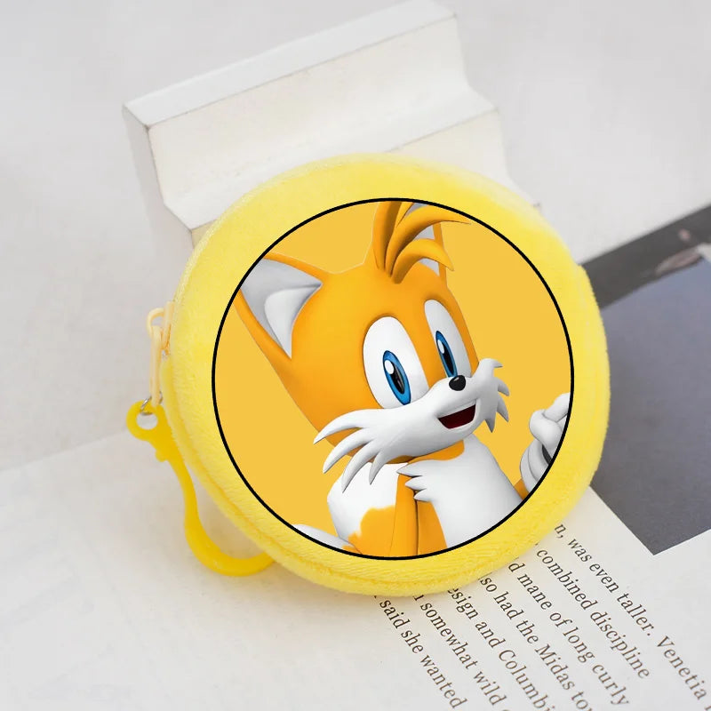 Sonics Plush Coin Zipper Purses Cute Anime Cartoon Printed Storage Bags Round Mini Wallet Anime Keychain Pouch Kid Birthday Gift