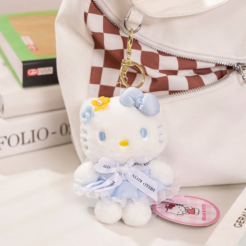 Sanrio Hello Kitty Kuromi Melody Pachacoo Cinnamoroll Stuffed Toys Pendant Cute Plush Toys Keyring Anime Keychain Birthday Gift