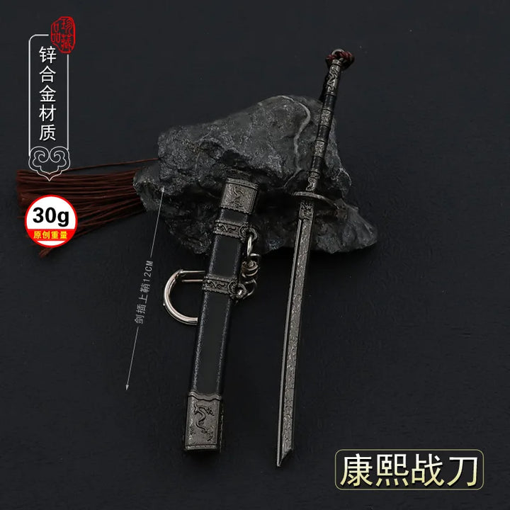 Mini Sword With Sheath China Ancient Sword Zinc Alloy Tang Hengdao Han Sword Weapon Model Keychain Pendant Cosplay Accessories