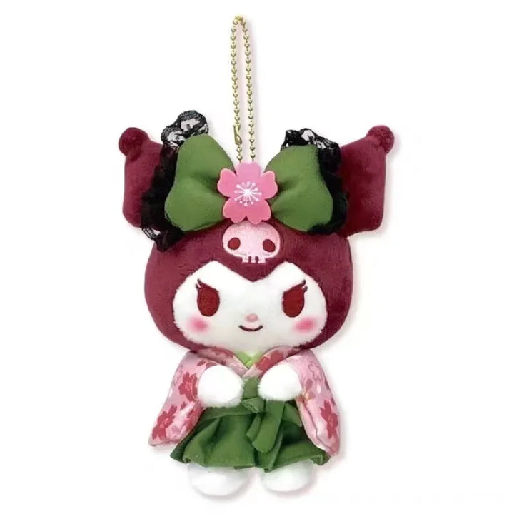 Kawaii Sanrio Kuromi Cinnamoroll Cartoon Matcha Sakura Kimono Hello Kitty Plush Toy Backpack Pendant Keychain Girl Birthday Gift