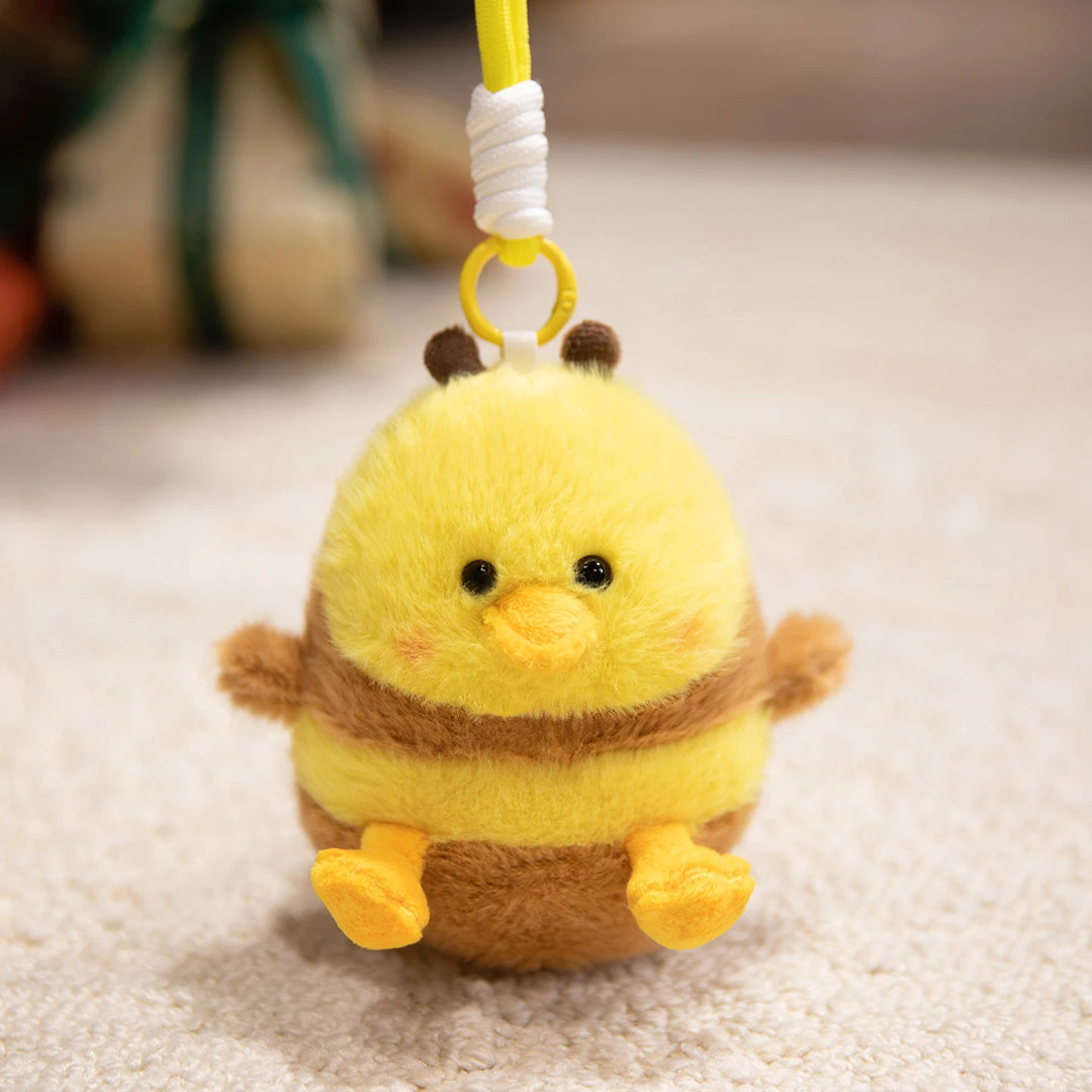 Cute Bee Plush Doll Bee Holding Gold Coins Plush Toy Bee Duck Pendant Key Chain Soft Stuffed Animal Bee Kid Birthday Xmas Gift