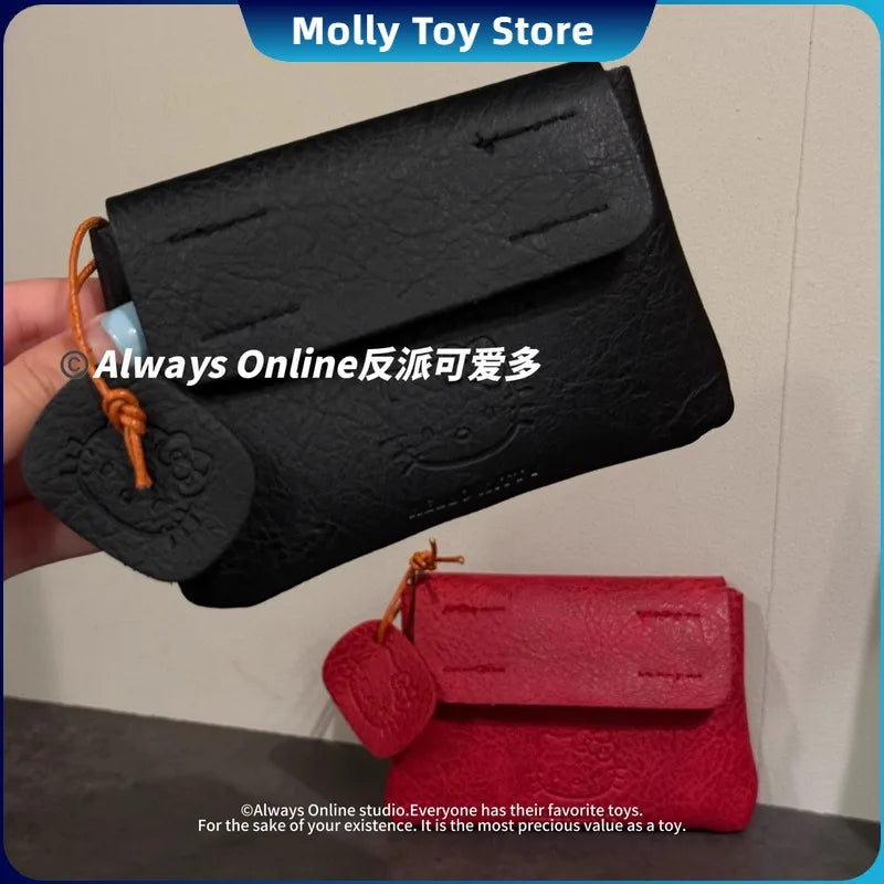 Sanrio Hello Kitty Classic Coin Purse Cortex Short Wallet Retro Storage Bag Anime Peripheral Id Set Storage Bag Student Wallet