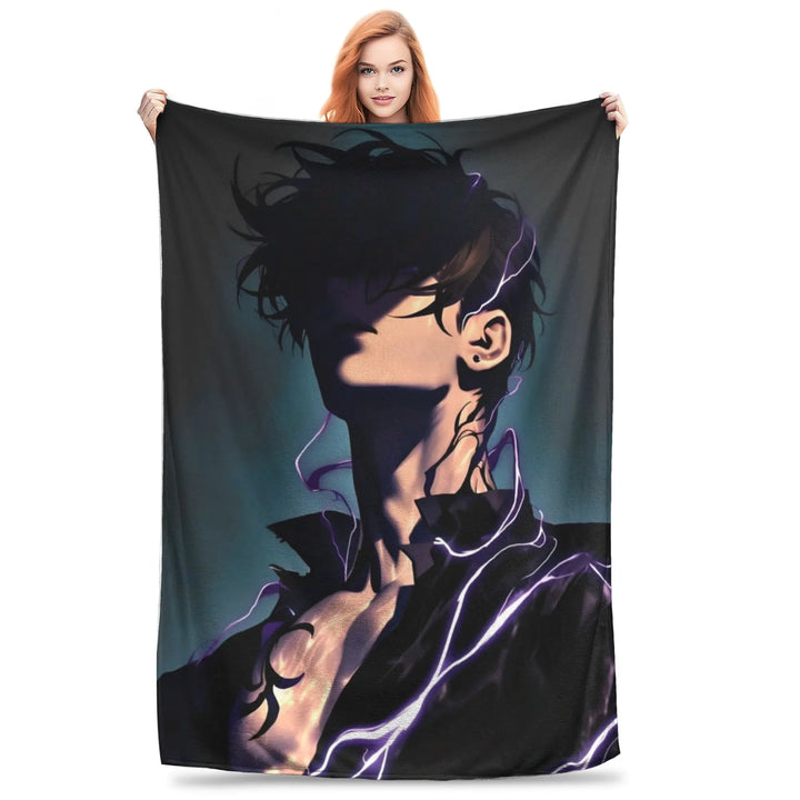 Solo S-ung Jin-woo Leveling Flannel Blanket Anime Novelty Throw Blankets for Home Hotel Sofa  200x150cm Quilt