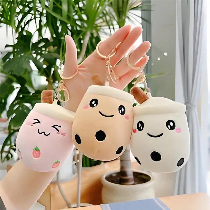 12cm Milk Tea Coffee Cup Toy Stuffed Bubble Tea Fruit Plush Keychain Toys Cute Kawaii Soft Plush Doll Pillow Bag Charm Accessory