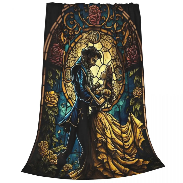 Beauty And The Beast Fleece Blankets Cartoon Romantic Fantasy Novelty Throw Blanket for Home 125*100cm Bedspread