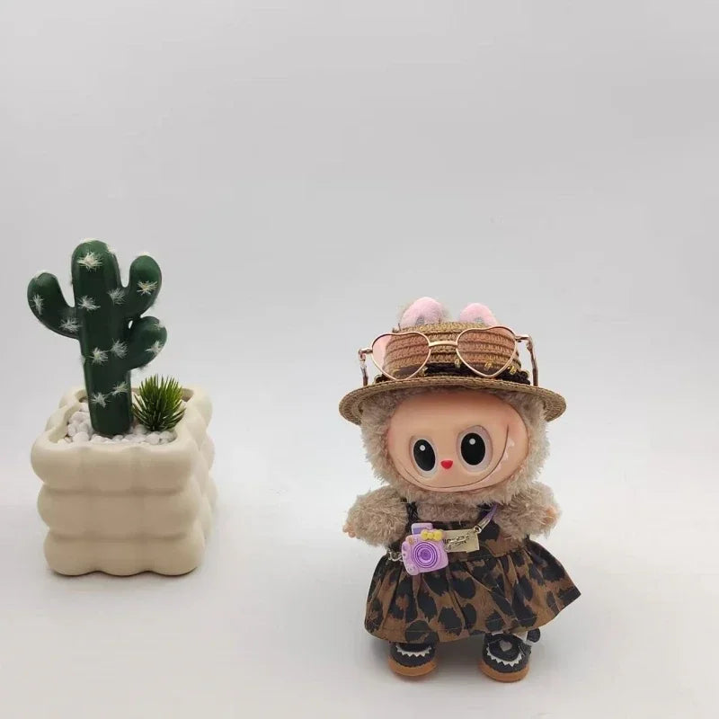 For 17cm Labubu Doll Clothing Unique Design Handmade Leopard Print Dress High-end Fashion Niche Suit Exquisite Clothing Matching