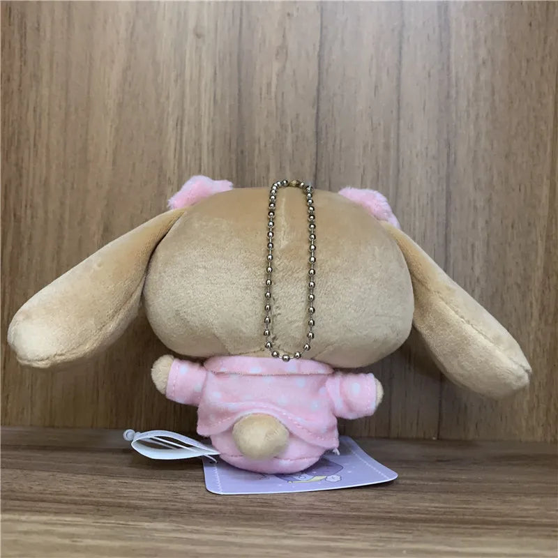 Pajamas Mocha Dog Plush Toys Kawaii Cute Bag Keychains Keyring Ball Chain Stuffed Animals Kids Toys for Girls Birthday Gift