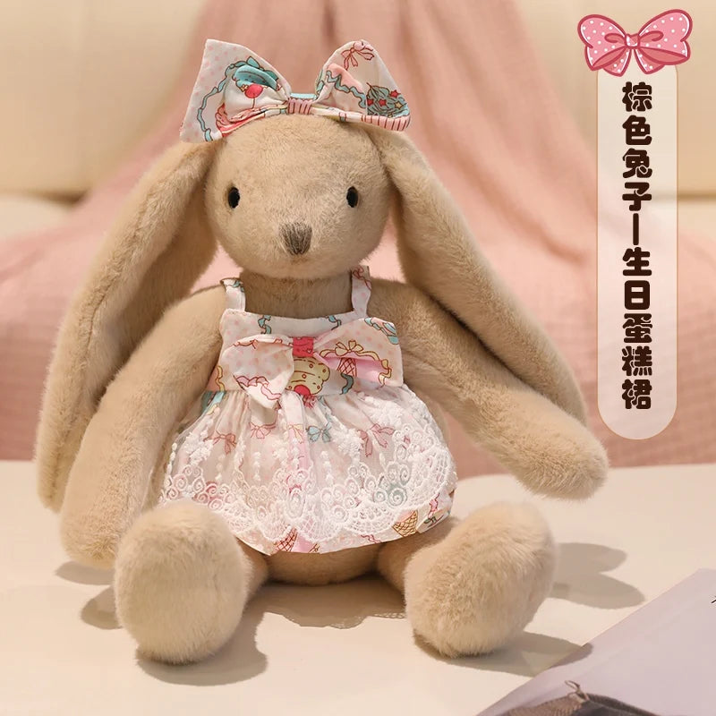 Garden Rabbit Plush Toys In Floral Dresses Princess Bunny Wearing Bows Kawaii Birthday Presents Christmas Gifts For Girl Friend