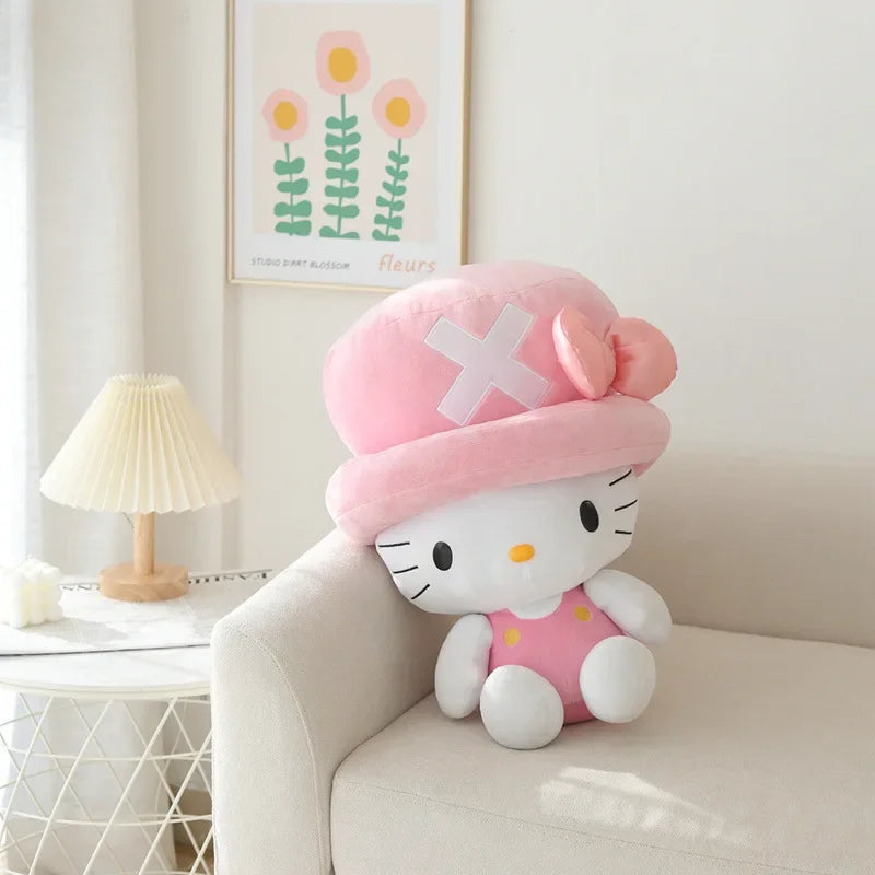 40/45cm Sanrio Helllo Kitty Plush Toys Cosplay Chopper Kawaii Cartoon Cat Pillow Soft Dolls Stuffed Plushes Gift for Children