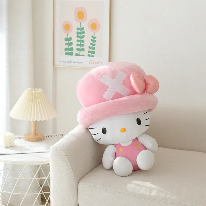 40/45cm Sanrio Helllo Kitty Plush Toys Cosplay Chopper Kawaii Cartoon Cat Pillow Soft Dolls Stuffed Plushes Gift for Children