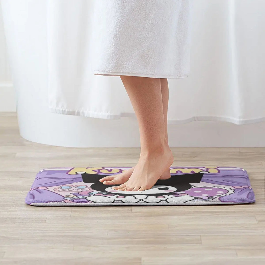 Funny Cartoon Cute Kuromi Memory Foam Bath Mat Rug Non-Slip Quick Dry Bathroom Floor Rugs Carpet For Bath Shower Tub