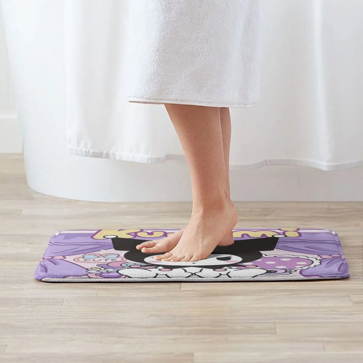 Funny Cartoon Cute Kuromi Memory Foam Bath Mat Rug Non-Slip Quick Dry Bathroom Floor Rugs Carpet For Bath Shower Tub