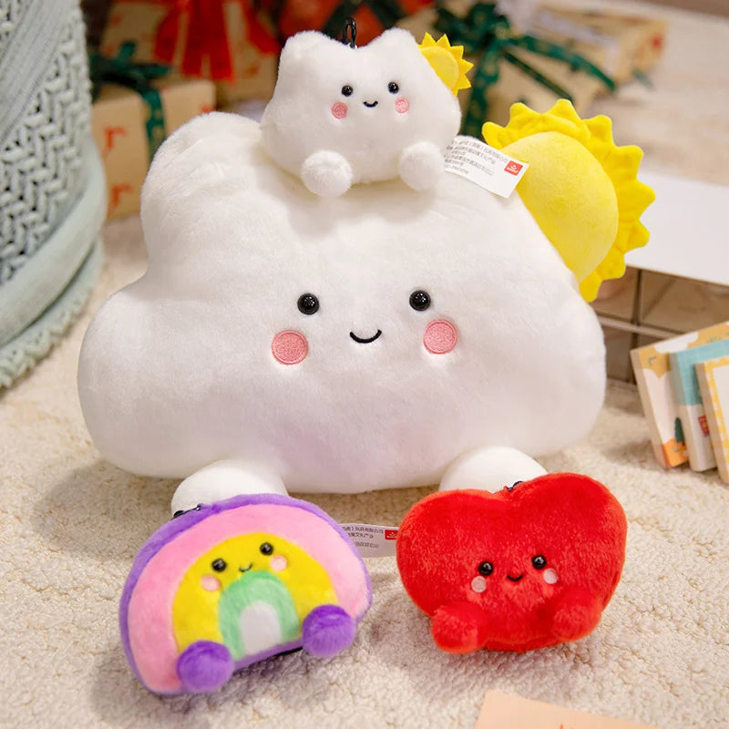 Cute Sun Cloud Plushies Toy Pillow Kawaii Stuffed Fluffy Rainbow Cushion Keychain Home Bag Decor Small Pendant Kids Toy