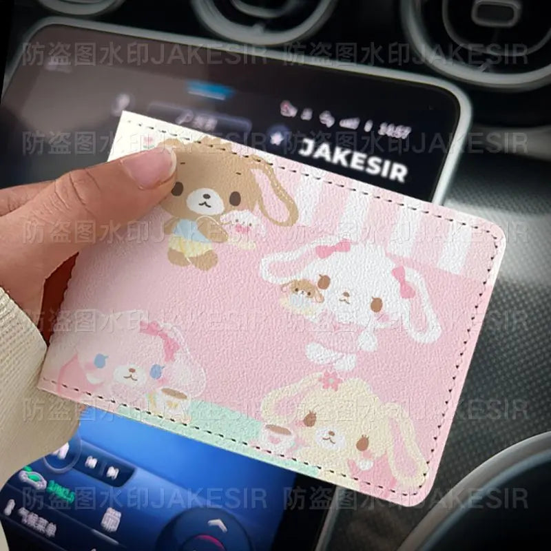 Kawaii Sugarbunnies Driver'S License Protective Leather Cover Cartoon Cute Id Card Sleeve Anti Loss Wear-Resistant Girls Gifts