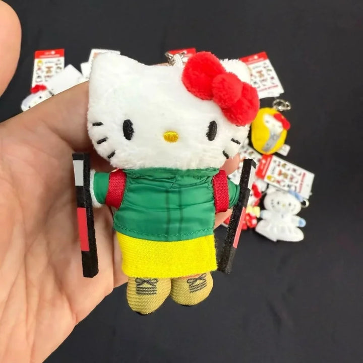 Sanrio Hello Kitty Plush Doll Keychain Pendant outdoor climb mountains kawaii collection Kt Stuffed Soft Doll KeyRing Girls Gift
