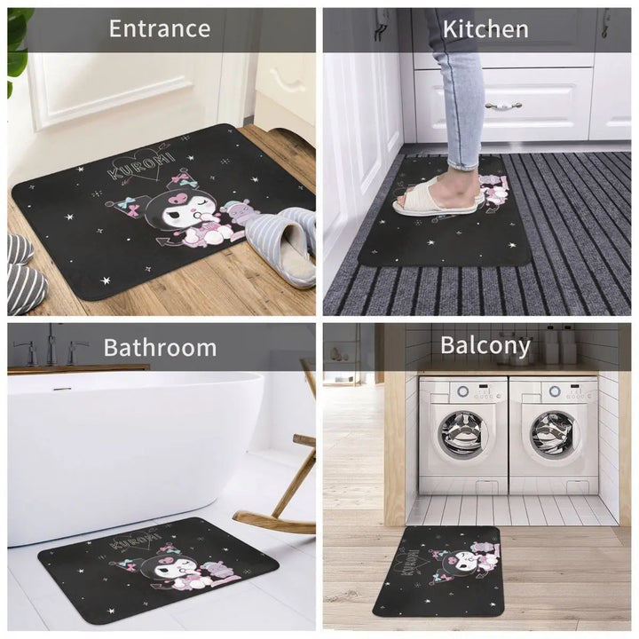 Kuromi Cheeky But Charming Merch Memory Foam Bath Mat Rug Non-Slip Water Absorption Bathroom Floor Rugs Carpet For Door Doormat