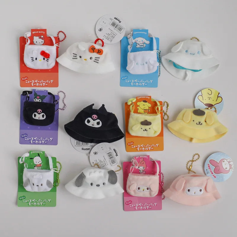 For Labubus doll Outfit Accessories Sanrios Hello Kitty Kuromi Cinnamoroll Melody Doll Hat mini bag Cute Doll Backpack Bag Set