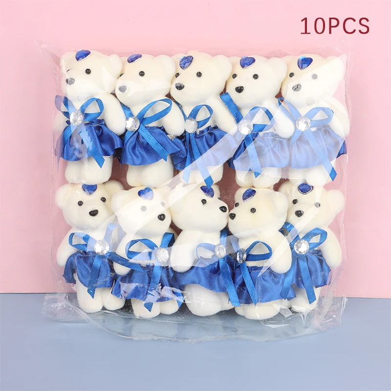 10PCS Small Teddy Bear Plush Doll Birthday Flower Bouquet Cartoon Bear Wedding Valentine's Day Decoration Christmas Gift Kid Toy