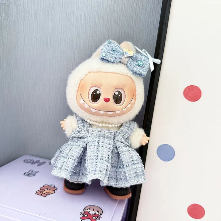 1st 2nd 3rd Gen Keychain Labubu Outfit Pendant Chic Lady Style Fragrant Wind Skirt Set for Labubu Doll and All 15/17cm Doll