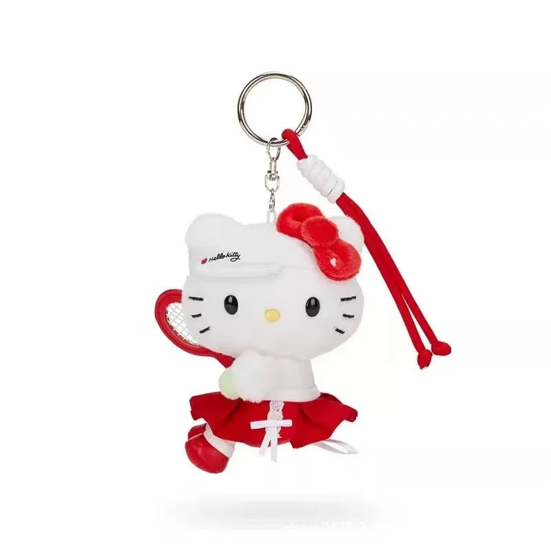 New Sanrio Tennis School uniform series My Melody Cinnamoroll Hello kitty Kuromi Plush Keychain Kawaii Anime Stuffed Bag Pendant