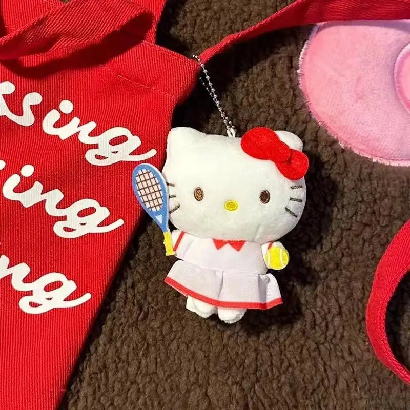 Sanrio Hello Kitty Tennis Plush Toys Kawaii Keychain Soft Stuffed Doll Backpack Pendant Cute Cartoon Decoration Birthday Gift