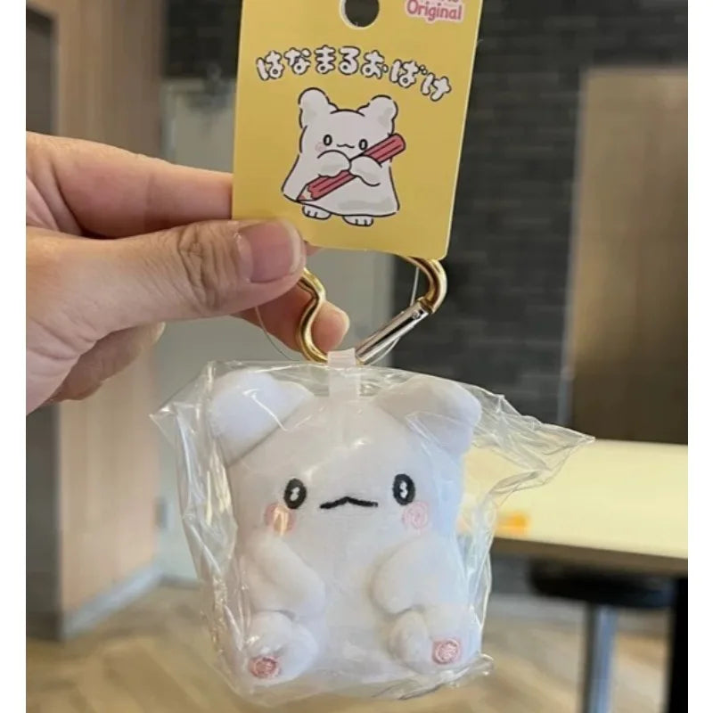 8cm Hanamaru Obake Ghost Plush Keychain Pendant Sanrios Bag Accessories heart buckle Anime Hanamaru Stuffed Animals key ring