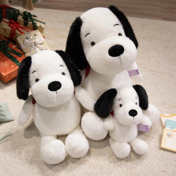 Cartoon Fluffy Puppy Dog Plush Toys Wearing Small Backpacks Cute White Dog Stuffed Animal With Small Eye Big Nose Kawaii Plushie