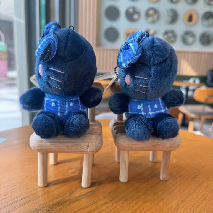 Blue Hello Kitty Plush Doll Pendant Keychain Cartoon Kitty Cat Plush Keychains Bag Accessories Gifts Car Key Pendant