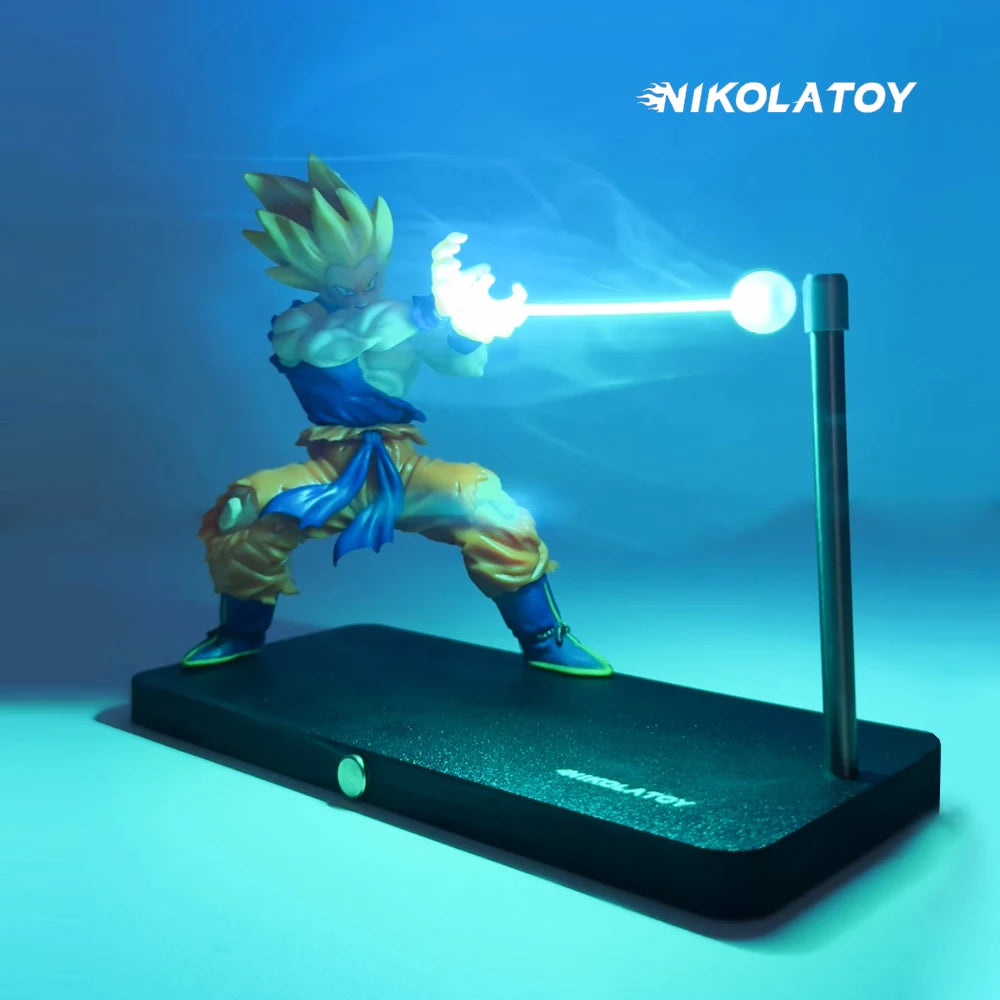 Nikolatoy Dragon Ball Goku Anime Figure Night Light Goku Kamehameha Wave Magnetic Light Lamp Gk Collection Model Custom Toy