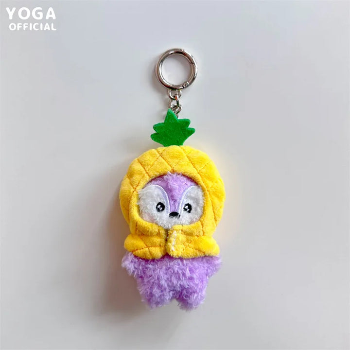 9Cm Kawaii Bt21 Small Animal Mini Plush Keychain knapsack Pendant Cartoon Fruit Headband Series Plush Doll Pendant Birthday Gift