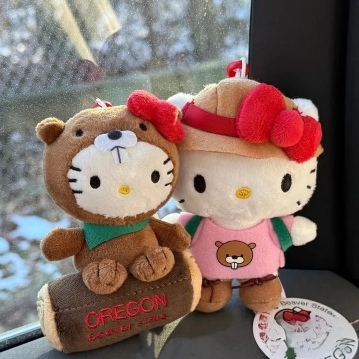 Cartoon sanrio hello kitty plush keychain hiking Outdoor backpack Series kitty doll Bag Accessories Car Key Pendant girl Gift