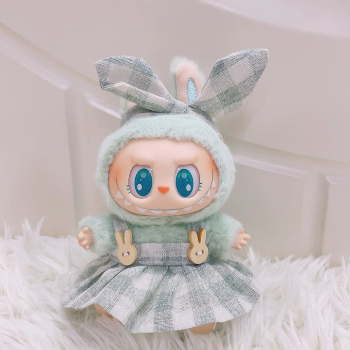 15/17cm Vinyl Plush Doll Clothes Labubu Pendant Lucky Purple Bow Dress Labubu V1/V2/V3 Clothes Accessories