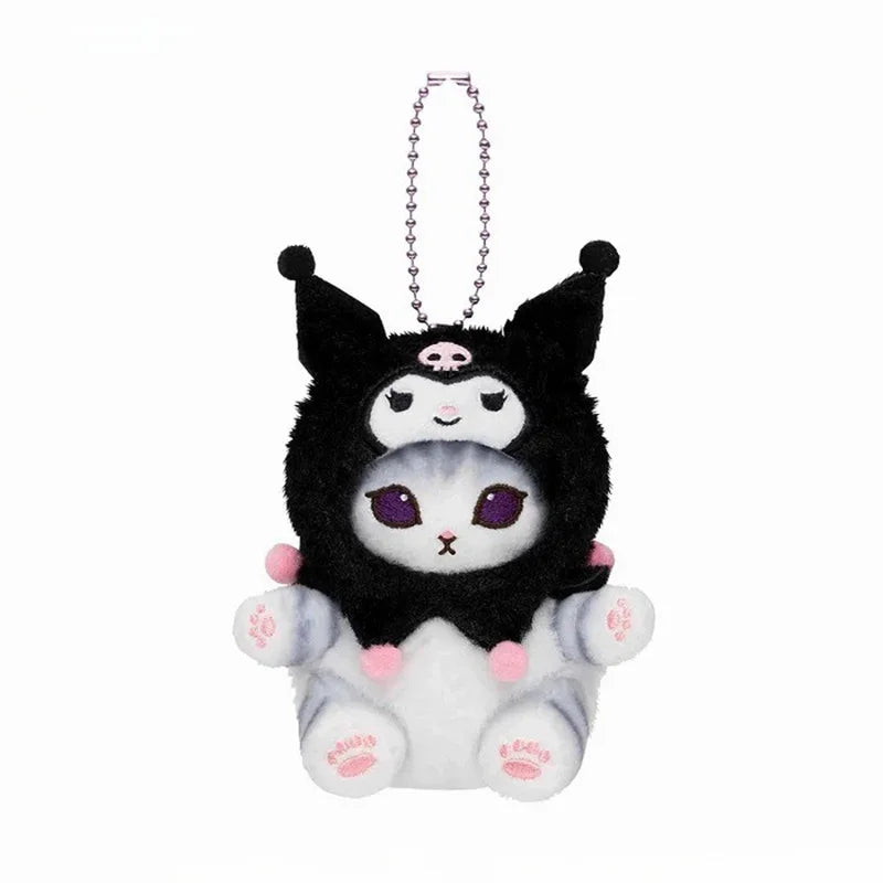 12CM Kawaii Mofusand Cross-Dressing Sanrio Hello Kitty Kuromi Hanyodon Plush keychain pendant Anime plush doll backpack pendant