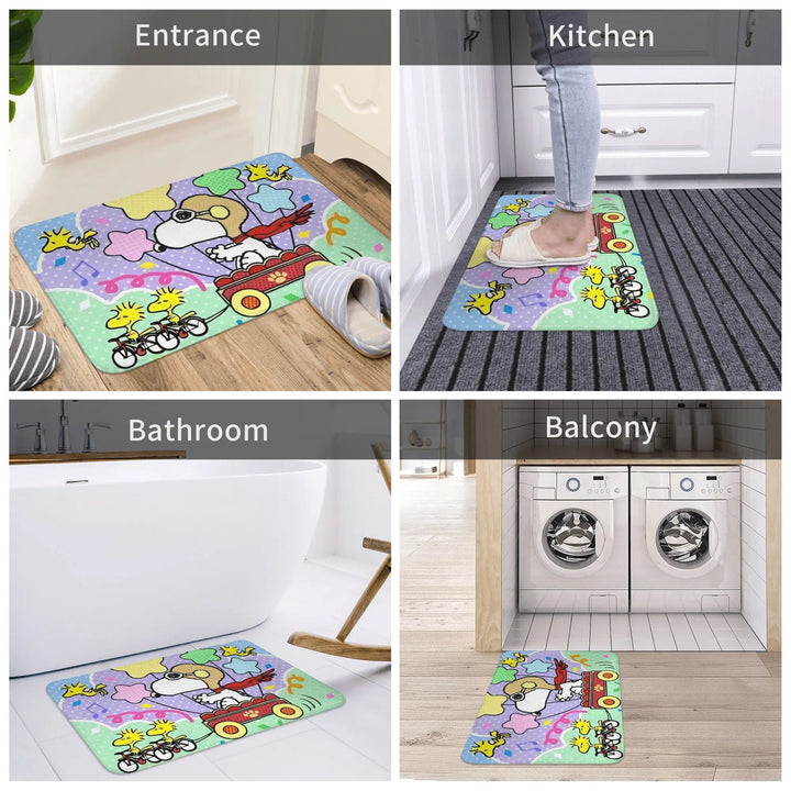 Happy Easter Eggs Snoopy Memory Foam Bathroom Rugs Ultra Soft Non-Slip  Carpet Bath Mat Water Absorbent for Kitchen Shower