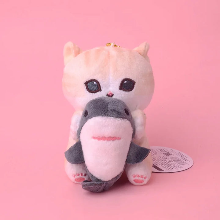 Newest Japanese Cute Mofusand Shark Cat Plush Toys Kawaii Keychain Cartoon Backpack Small Pendant Decoration Boys Holiday Gifts