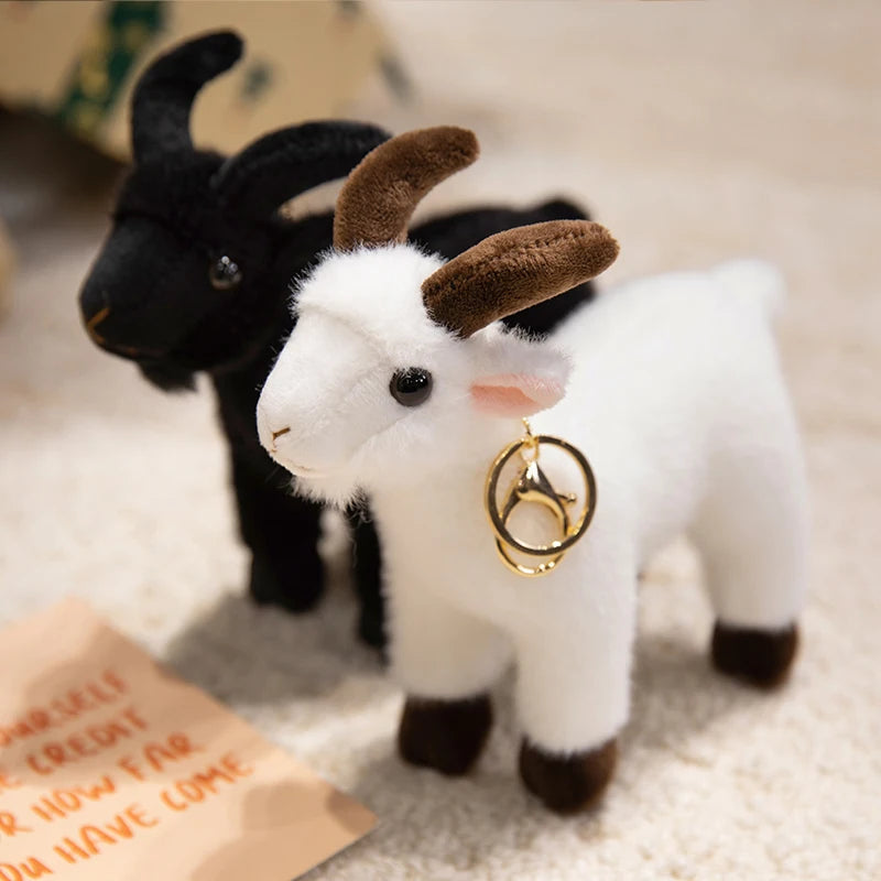Lifelike Goat Plush Pendant 16cm Cute White Black Sheep Plush Keychain Backpack Decor Travel Companion Doll Kid Birthday ﻿Gift