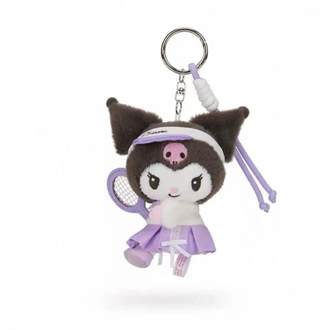 New Sanrio Tennis School uniform series My Melody Cinnamoroll Hello kitty Kuromi Plush Keychain Kawaii Anime Stuffed Bag Pendant