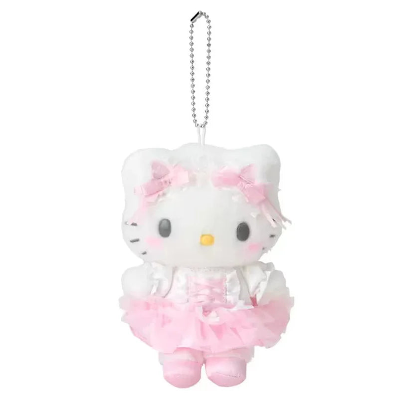 Kawaii Sanrio Kuromi Cinnamoroll Plush Toys Keychain Cartoon Hello Kitty My Sweet Piano Backpack Pendant Girls Birthday Gifts