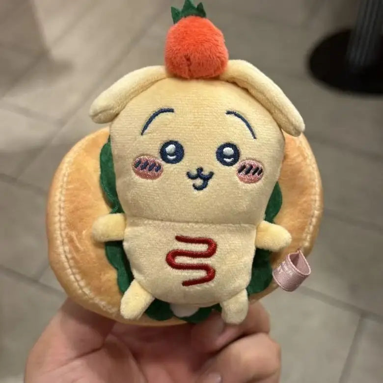 MINSO Cute chef Plush Doll Keychains Anime Cartoon Hachiware Dessert Bread sandwich Self-deprecating Bear USAGI Bag Accessories